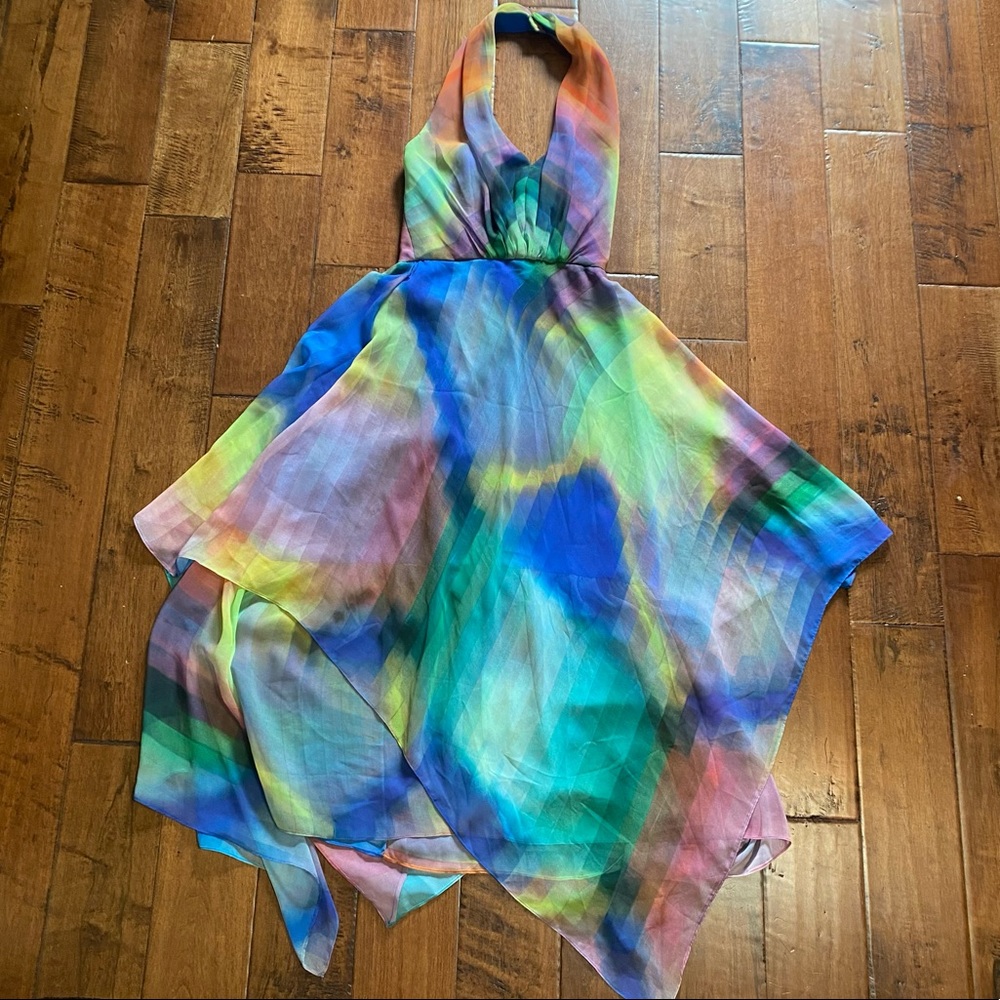 Multicolored halter dress size 0